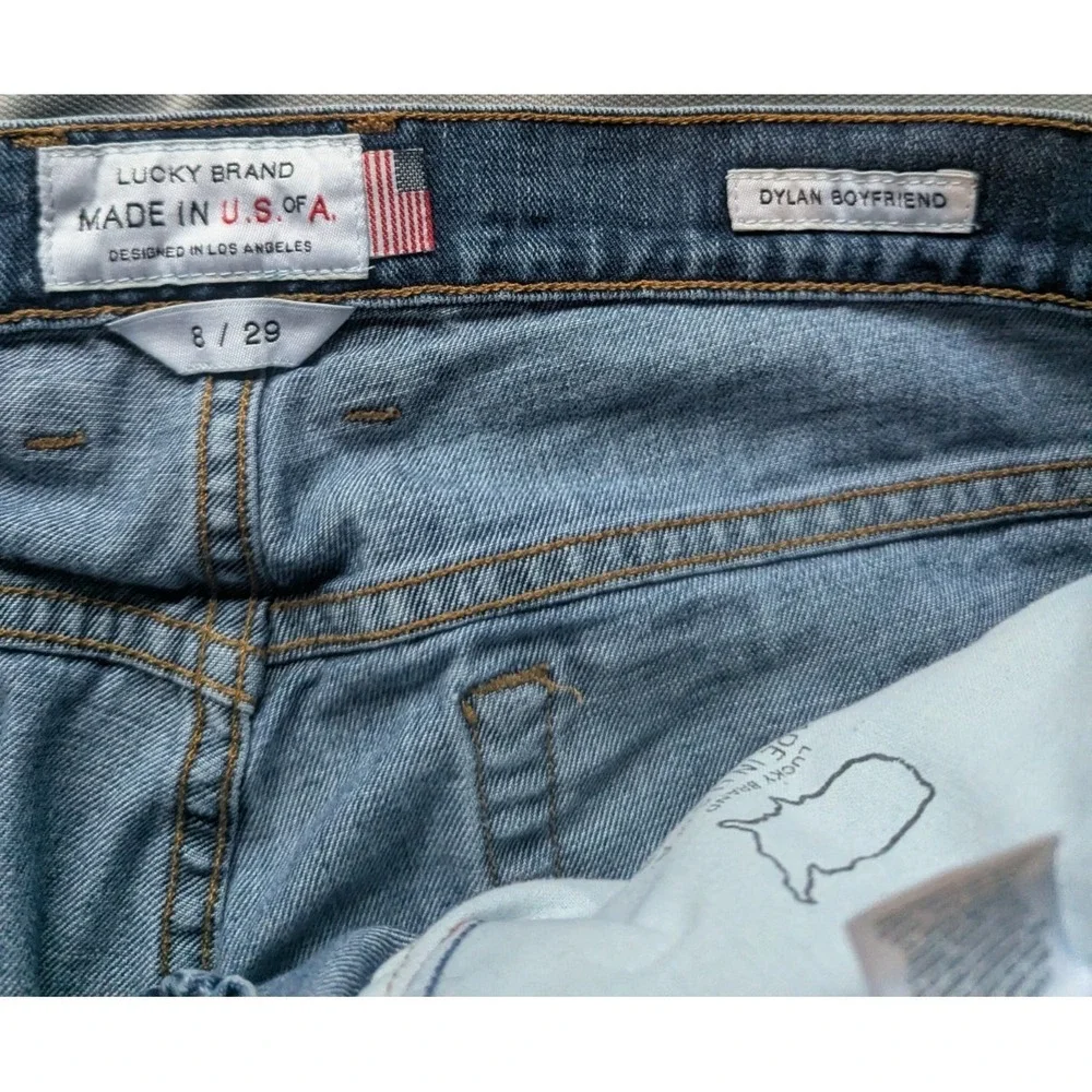 Lucky Brand Dylan Boyfriend Size 10/30 Women's Denim Jeans Made In USA Distress